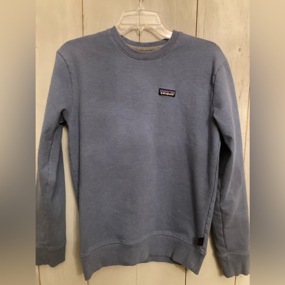 Patagonia Sweatshirt Mens Small Blue Organic Cotton Crewneck Pullover